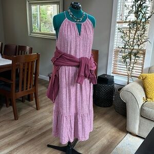 Boho linen blend long maxi dress SZ 2X